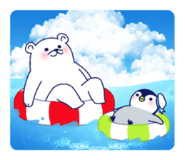 Penguin & Polar bear Summer vacation sticker #10975235