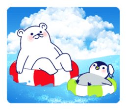 Penguin & Polar bear Summer vacation sticker #10975235