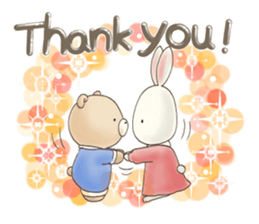 Cute bear and rabbit 7 by Torataro sticker #10976384
