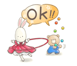 Cute bear and rabbit 7 by Torataro sticker #10976390