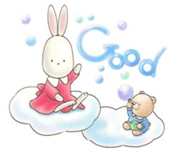 Cute bear and rabbit 7 by Torataro sticker #10976394