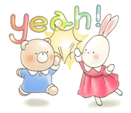 Cute bear and rabbit 7 by Torataro sticker #10976395