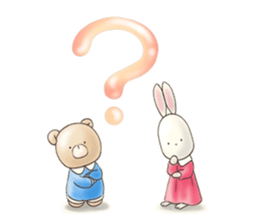 Cute bear and rabbit 7 by Torataro sticker #10976404