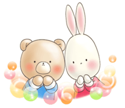 Cute bear and rabbit 7 by Torataro sticker #10976406