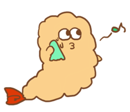 A fried prawn and a bear and sheep sticker #10980812