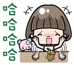 Cute girl with bobbed hair 3 sticker #10980987