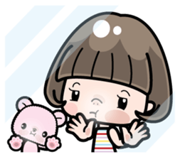 Cute girl with bobbed hair 3 sticker #10981009