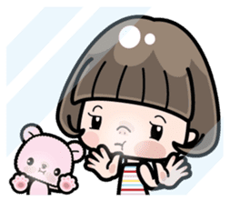 Cute girl with bobbed hair 3 sticker #10981009