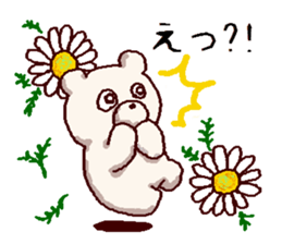 White bears with early summer flowers sticker #10997676