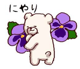 White bears with early summer flowers sticker #10997677