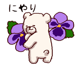 White bears with early summer flowers sticker #10997677