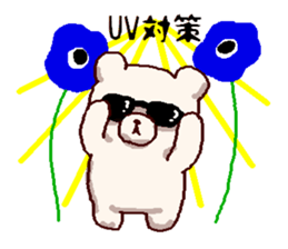 White bears with early summer flowers sticker #10997683