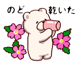 White bears with early summer flowers sticker #10997687