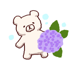 White bears with early summer flowers sticker #10997693