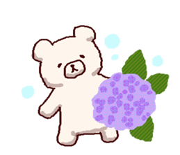 White bears with early summer flowers sticker #10997693