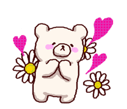 White bears with early summer flowers sticker #10997696