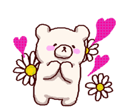 White bears with early summer flowers sticker #10997696