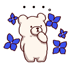 White bears with early summer flowers sticker #10997697