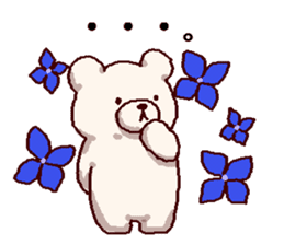 White bears with early summer flowers sticker #10997697