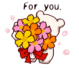 White bears with early summer flowers sticker #10997700