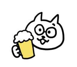 white cat glasses sticker #11003573