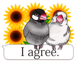 Birds and flowers and balloon (English) sticker #11025826