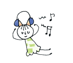 Girl cat of ear sticker #11059024