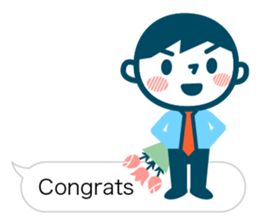 Office worker of simple sticker. Eng. sticker #11076326