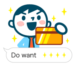 Office worker of simple sticker. Eng. sticker #11076327