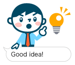 Office worker of simple sticker. Eng. sticker #11076333