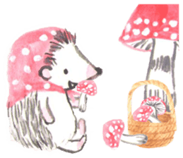 Hedgehogs of the mushroom forest2 sticker #11089242