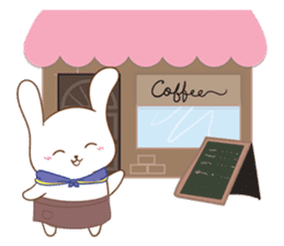 shy rabbit and moe scarf sticker #11089773