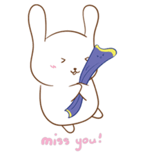 shy rabbit and moe scarf sticker #11089776