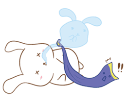 shy rabbit and moe scarf sticker #11089787