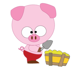 Pink Pig wearing a red pants sticker #11103960