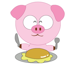 Pink Pig wearing a red pants sticker #11103961