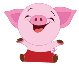 Pink Pig wearing a red pants sticker #11103962