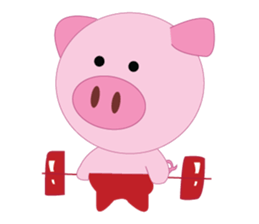 Pink Pig wearing a red pants sticker #11103964