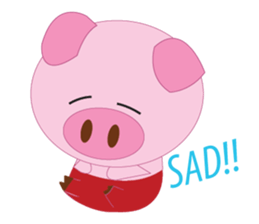 Pink Pig wearing a red pants sticker #11103965