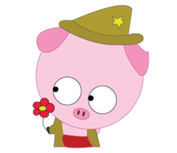 Pink Pig wearing a red pants sticker #11103966