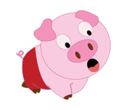 Pink Pig wearing a red pants sticker #11103967