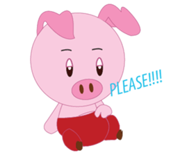 Pink Pig wearing a red pants sticker #11103968
