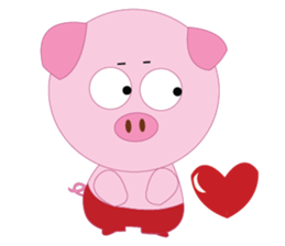 Pink Pig wearing a red pants sticker #11103970