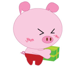 Pink Pig wearing a red pants sticker #11103971