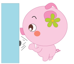 Pink Pig wearing a red pants sticker #11103972