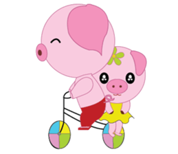 Pink Pig wearing a red pants sticker #11103973