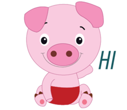 Pink Pig wearing a red pants sticker #11103974