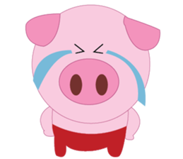 Pink Pig wearing a red pants sticker #11103979