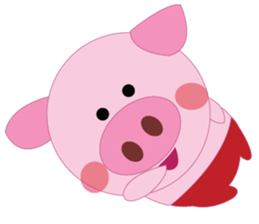 Pink Pig wearing a red pants sticker #11103980