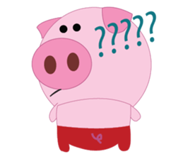 Pink Pig wearing a red pants sticker #11103982